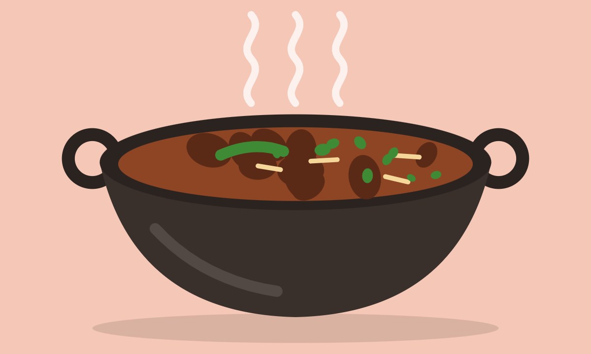 A drawing of Bhindi Gosht