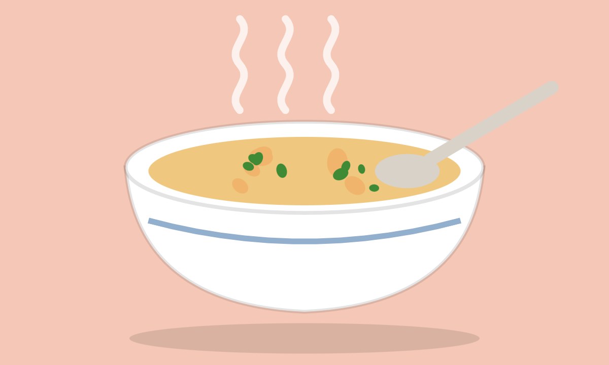 A drawing of Chicken Corn Soup