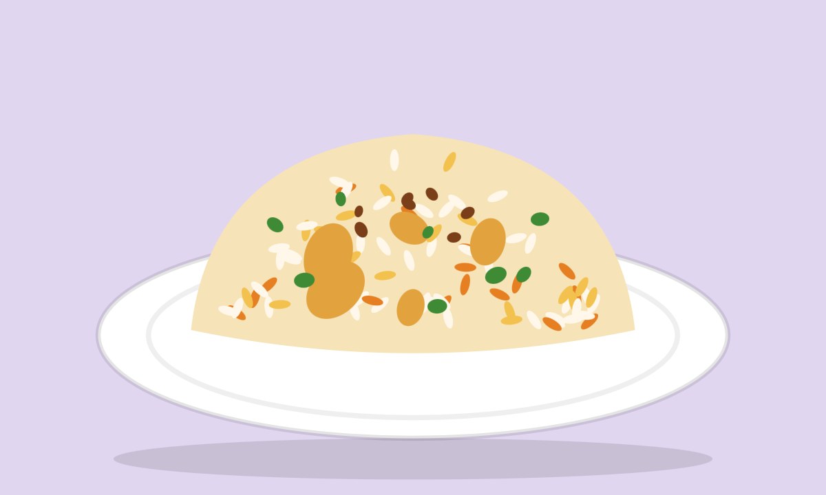 A drawing of Prawn Biryani