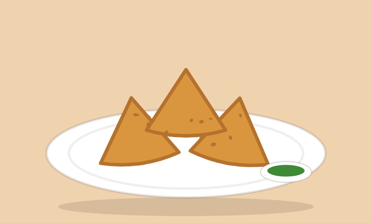 A drawing of Qeema Samosa